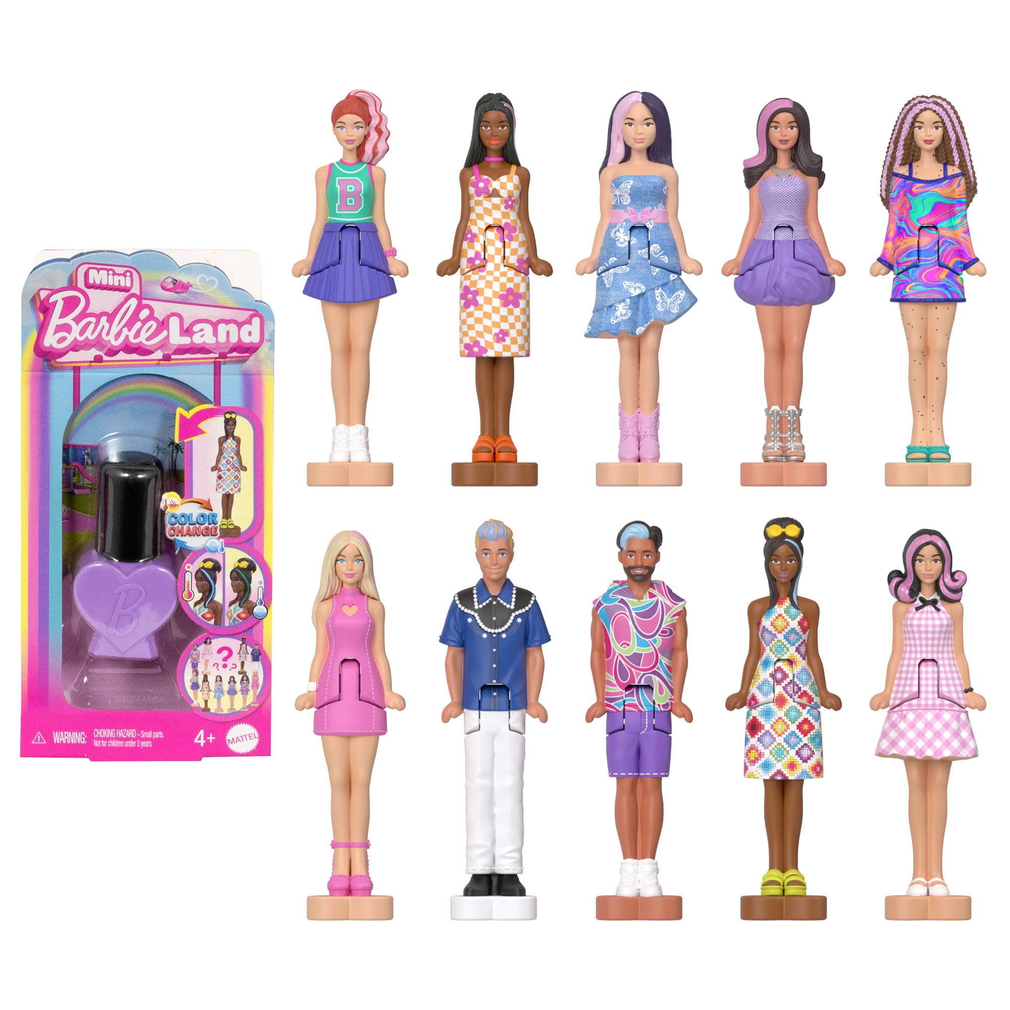 Barbie Mini BarbieLand Fashionistas Dolls, 1.5-inch Dolls in Nail Polish Container, Surprise Reveal (Styles May Vary)