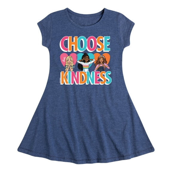 Barbie - Multi-Color Choose Kindness - Toddler And Youth Girls Fit And Flare Dress