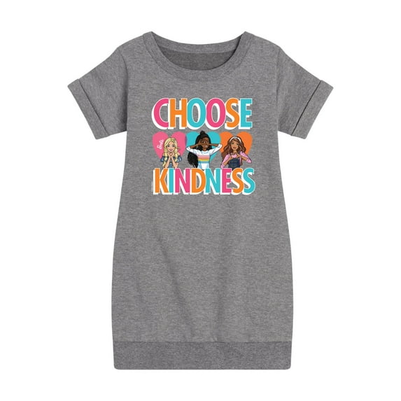 Barbie - Multi-Color Choose Kindness - Toddler And Youth Girls Fleece Dress