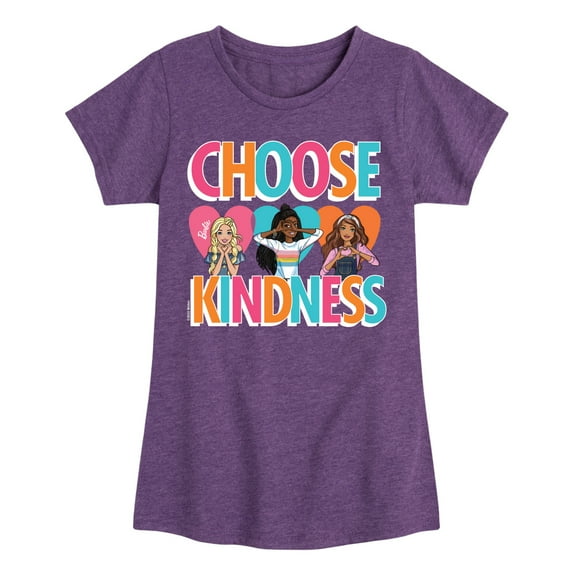 Barbie - Multi-Color Choose Kindness - Toddler And Youth Girls Raglan Graphic T-Shirt