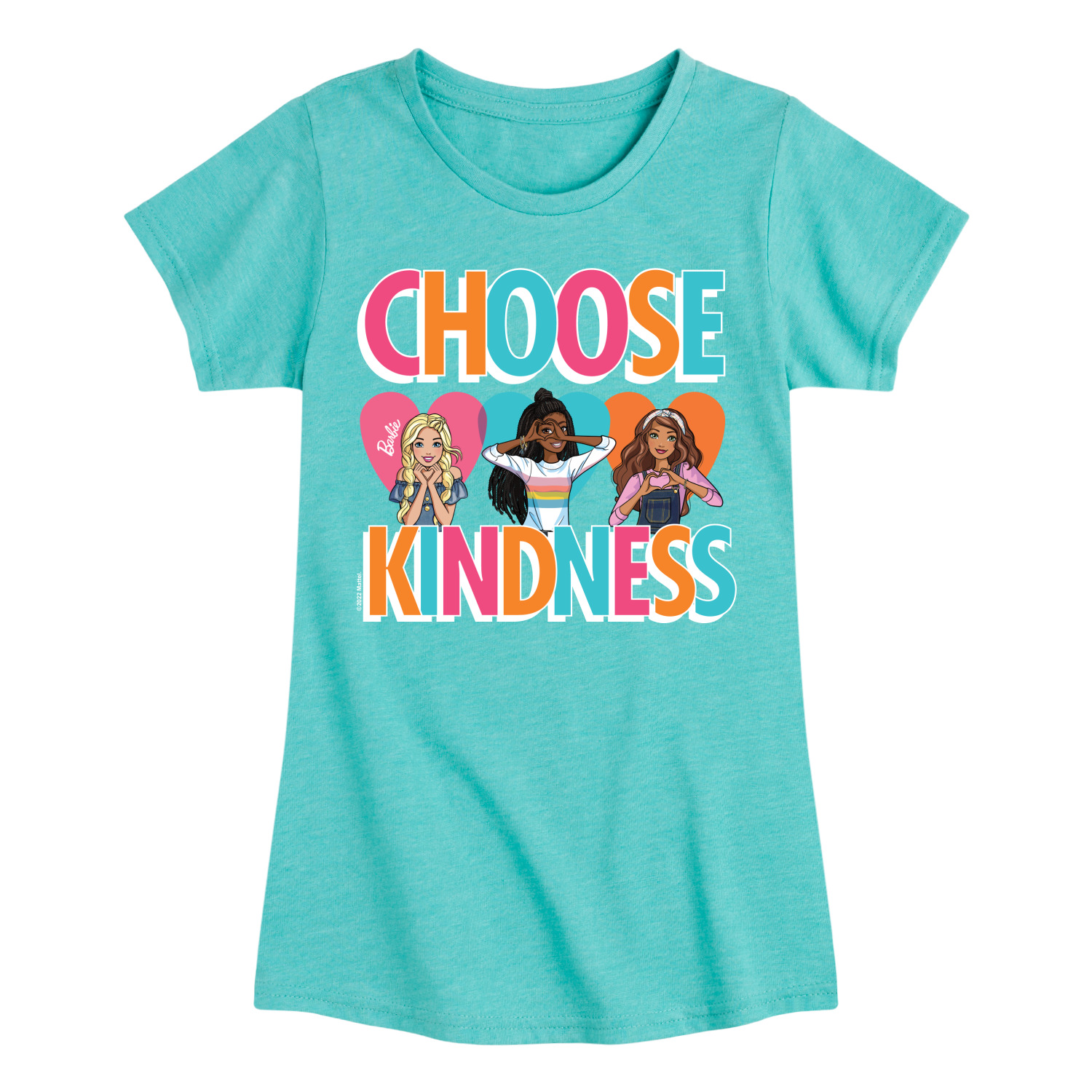 Barbie - Multi-Color Choose Kindness - Toddler And Youth Girls Raglan  Graphic T-Shirt 