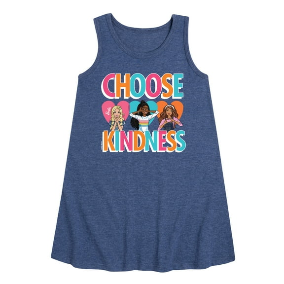 Barbie - Multi-Color Choose Kindness - Toddler and Youth Girls A-line Dress