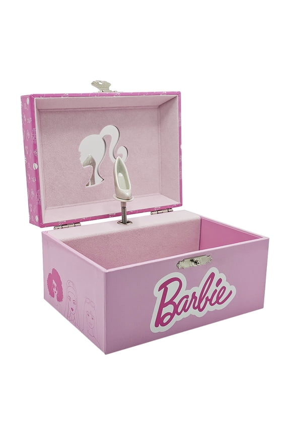 Barbie Musical Spinning Shoe Rectangular Mini Treasures Jewelry Box Pink
