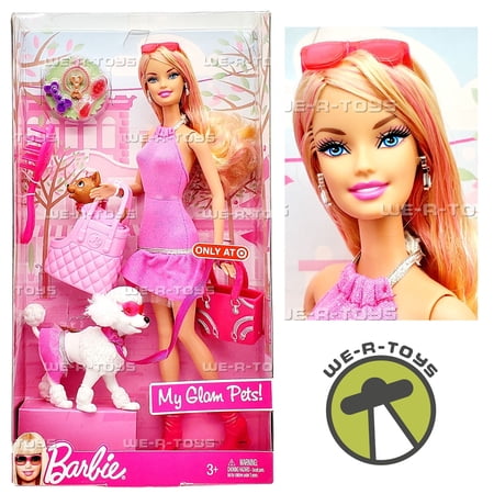 Barbie My Glam Pets Doll with 2 Dogs 2009 Mattel R4207