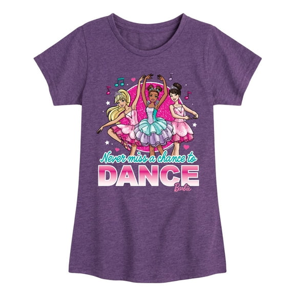 Barbie - Never Miss A Chance To Dance - Girls Fitted Short Sleeve Graphic T-Shirt