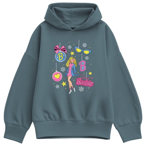 Barbie - Ornament Grid Oversized Fleece Hoodie Sweatshirt