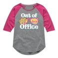 thumbnail image 1 of Barbie - Out of Office - Seeing Sunsets and Beaches - Toddler And Youth Girls Raglan Graphic T-Shirt, 1 of 4