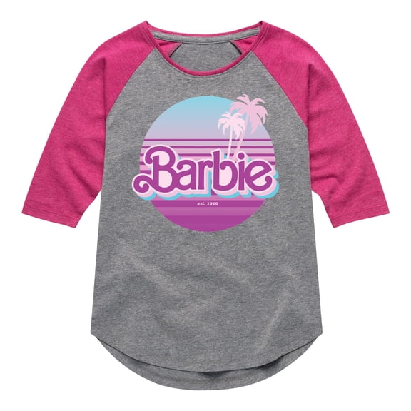 Barbie - Palm Trees - 90's Retro Style - Toddler And Youth Girls Raglan Graphic T-Shirt