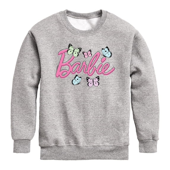 Barbie - Pastel Butterflies - Youth Girls Crew Fleece Sweatshirt