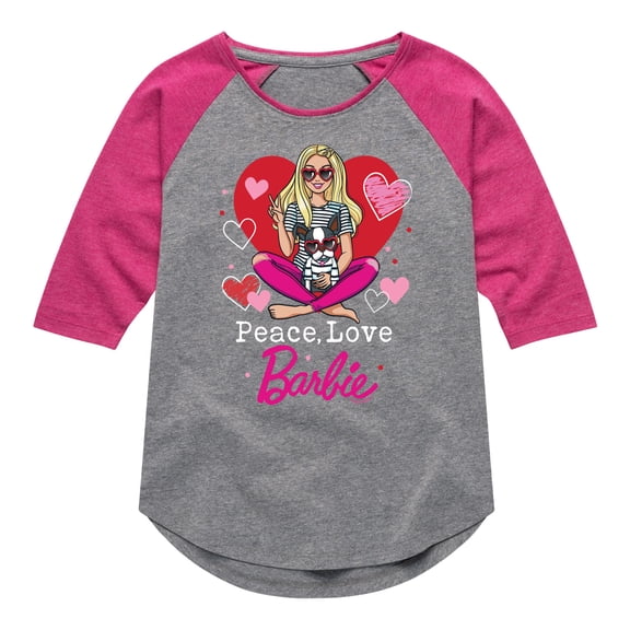 Barbie - Peace Love Barbie - Toddler And Youth Girls Raglan Graphic T-Shirt