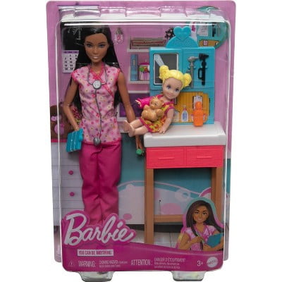 Barbie Pediatrician Doll and Doctor Playset with Accessories Pink Scrubs