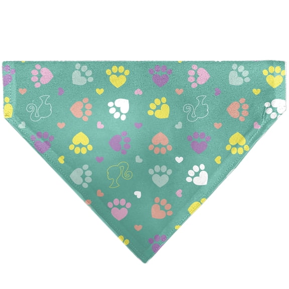 Barbie Pet Bandana Barbie Paw Print Icons and Script Blue Multi Pastel Slip On Collar&nbsp;Bandana Only