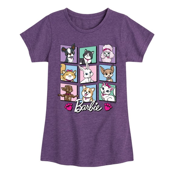 Barbie - Pet Grid - Toddler And Youth Girls Fitted Short Sleeve Graphic T-Shirt