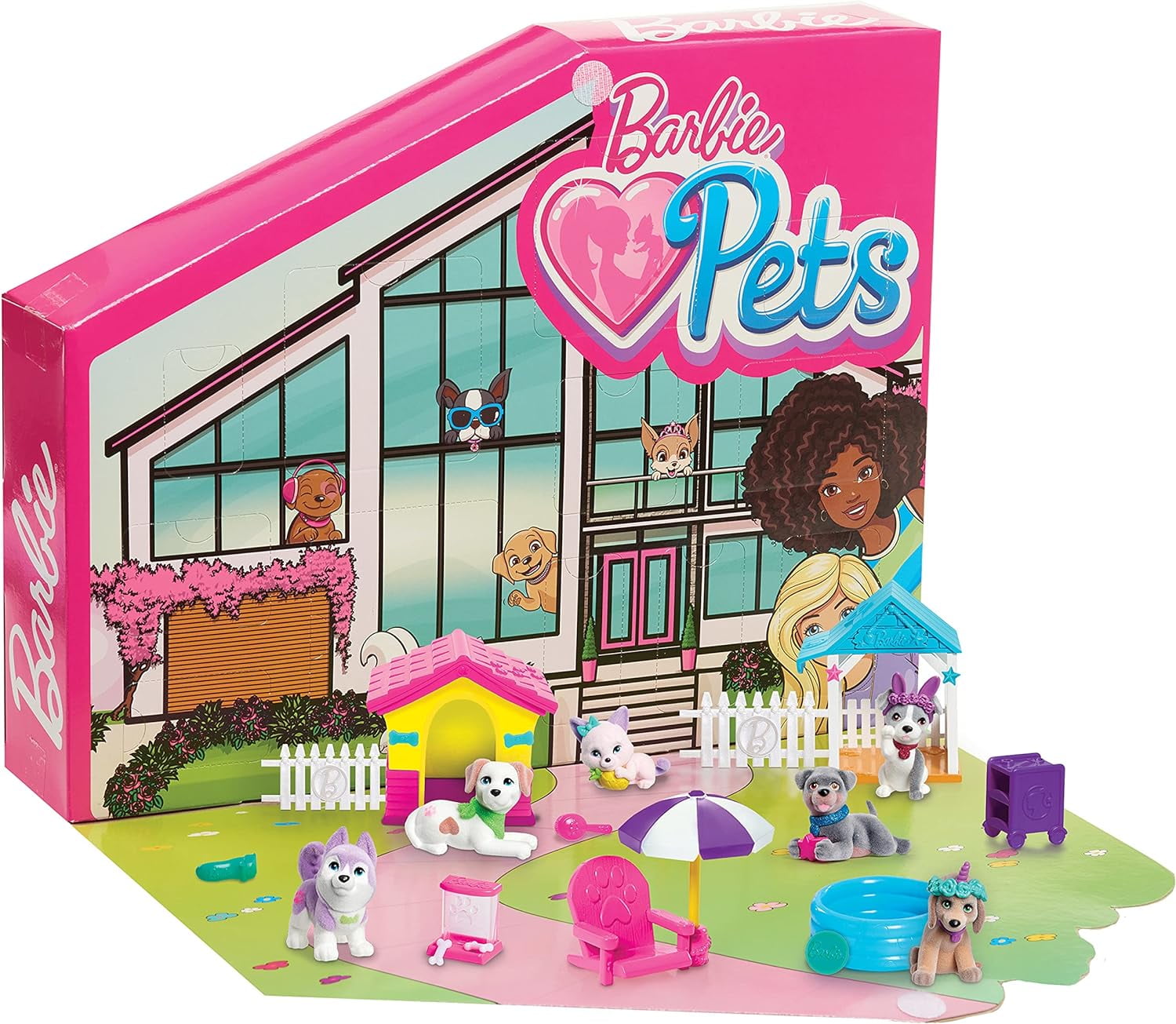 Barbie Pets Dreamhouse Pet Surprise Playset, Includes 6 Pets, Two