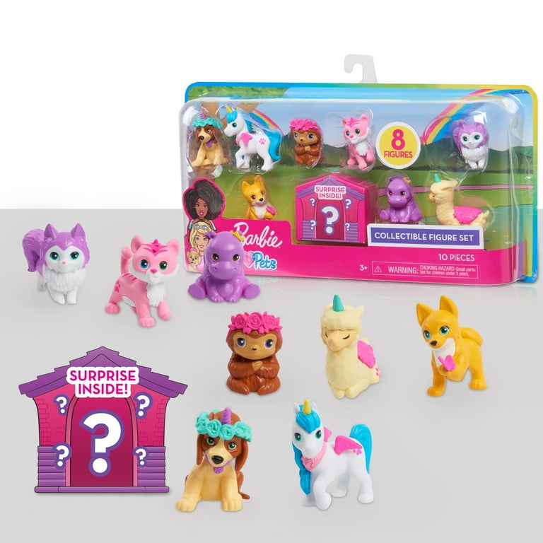 Barbie Pets Figure Pack 9 Animal Figures for Kids Includes Llama Sloth and Unicorn Kids Toys for Ages 3 Up Gifts and Presents