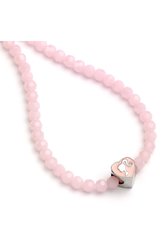 Barbie Pink Bead Necklace with Heart Shaped Bead Charm