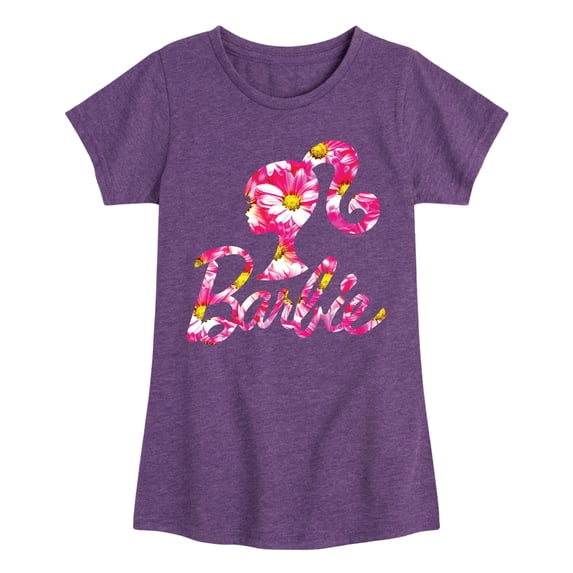 Barbie - Pink Daisy Pattern Logo - Toddler And Youth Girls Short Sleeve Graphic T-Shirt