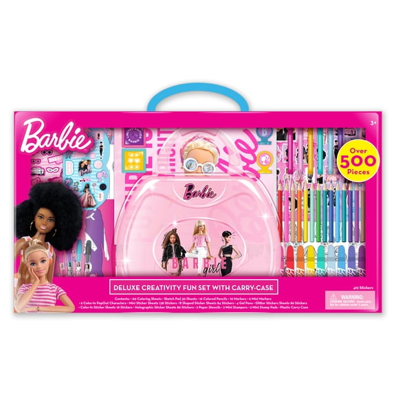 Barbie Pink Deluxe Creativity Fun Set with Carry-Case, Over 500 Pieces