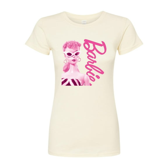 Barbie - Pink Doll Closeup - Juniors Fitted Graphic T-Shirt