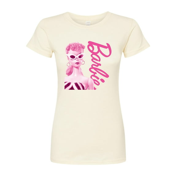 Barbie - Pink Doll Closeup - Juniors Fitted Graphic T-Shirt