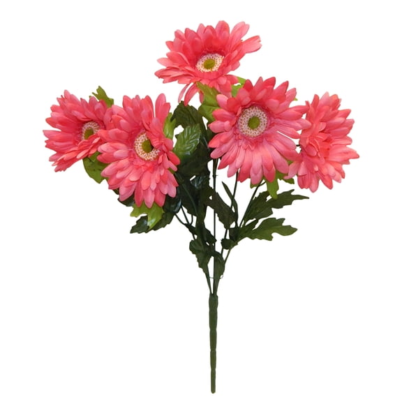 Barbie Pink Gerbera Daisy 21in Artificial Polysilk Faux Fake Flower Bush for Craft Home Garden Outdoor Bouquet Arrangement Ceremony Wedding Arch Floral Wall Aisle Decor (Beauty, Set of 2)
