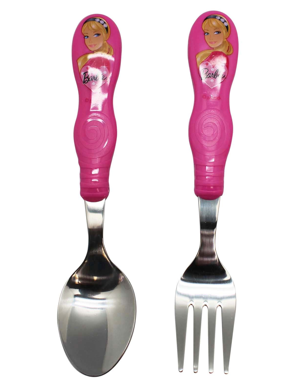 Barbie Pink Handled Stainless Steel Kids Spoon and Fork Set