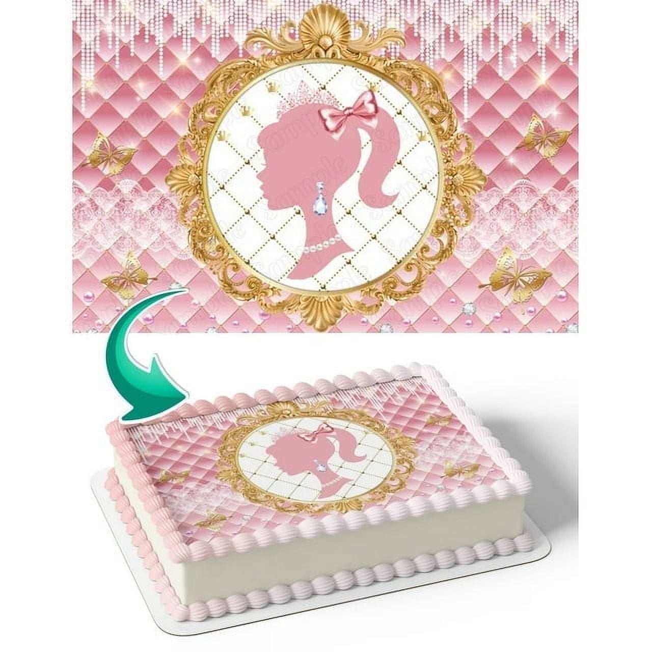 Barbie Pink Jewelry Edible Image Cake Topper For Half Sheet Cake By ...