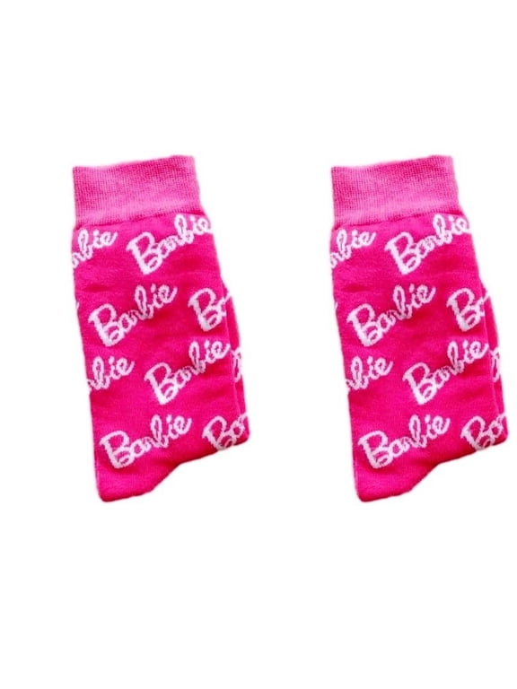 Barbie Pink Logo Print AOP Mid Calf Socks