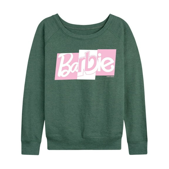 Barbie - Pink and White Block Mixed Font Logo - Women's Lightweight French Terry Long Sleeve Shirt
