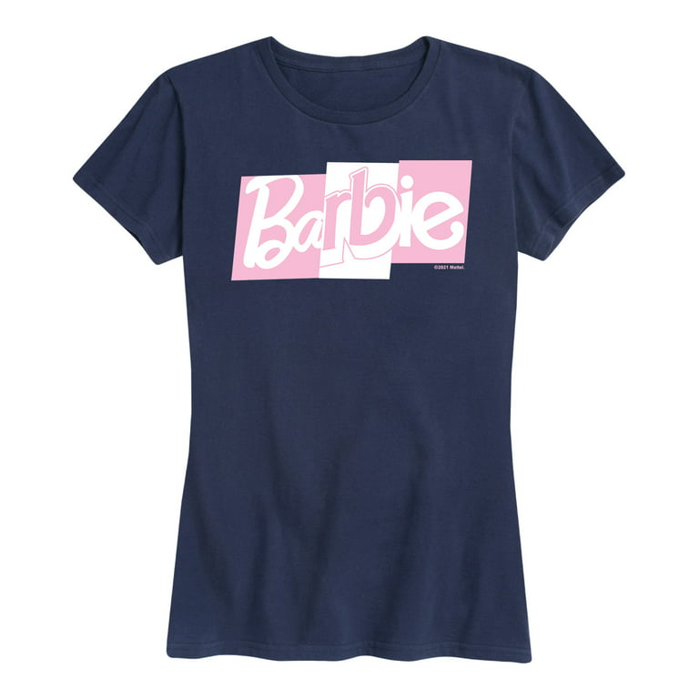 Barbie - Pink and White Block Mixed Font Logo - Women's Short Sleeve  Graphic T-Shirt 