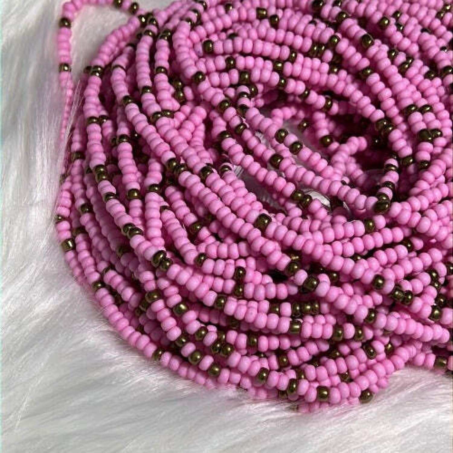 Pink and gold waist beads hotsell