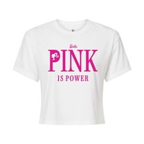 Barbie - Pink is Power - Juniors Cropped Cotton Blend T-Shirt