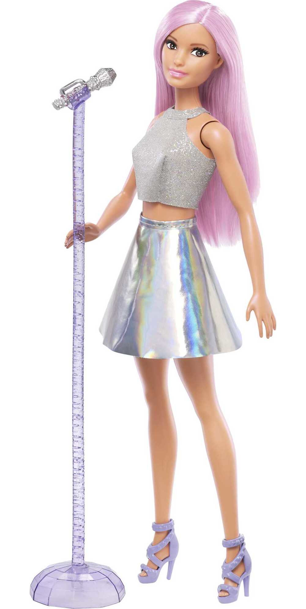 Barbie Pop Star Fashion Doll Dressed in Iridescent Skirt with Pink Hair & Brown Eyes - image 1 of 6