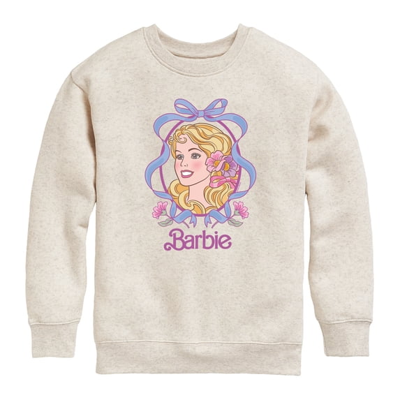 Barbie - Portrait Floral Bow - Youth Boys Crew Fleece Sweatshirt
