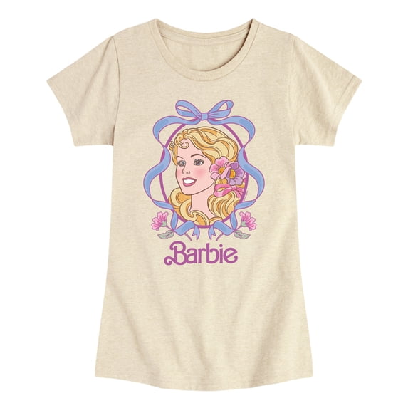 Barbie - Portrait Floral Bow - Youth Girls Short Sleeve T-Shirt