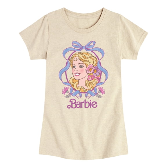 Barbie - Portrait Floral Bow - Youth Girls Short Sleeve T-Shirt