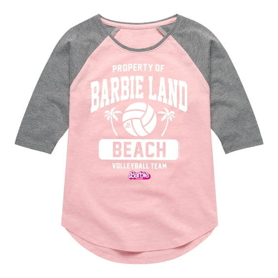 Barbie - Property of Barbie Land Beach Volleyball Team - Toddler & Youth Girls Raglan Graphic T-Shirt