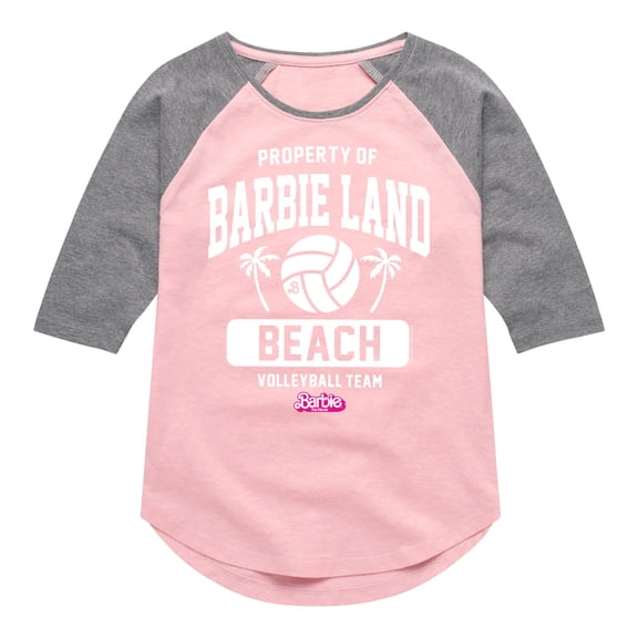 Barbie - Property of Barbie Land Beach Volleyball Team - Toddler & Youth Girls Raglan Graphic T-Shirt
