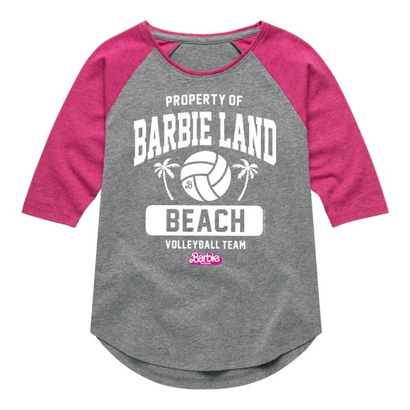 Barbie - Property of Barbie Land Beach Volleyball Team - Toddler & Youth Girls Raglan Graphic T-Shirt