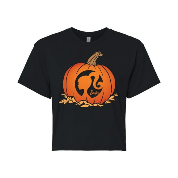 Barbie - Pumpkin Logo - Juniors Cropped Cotton Blend T-Shirt