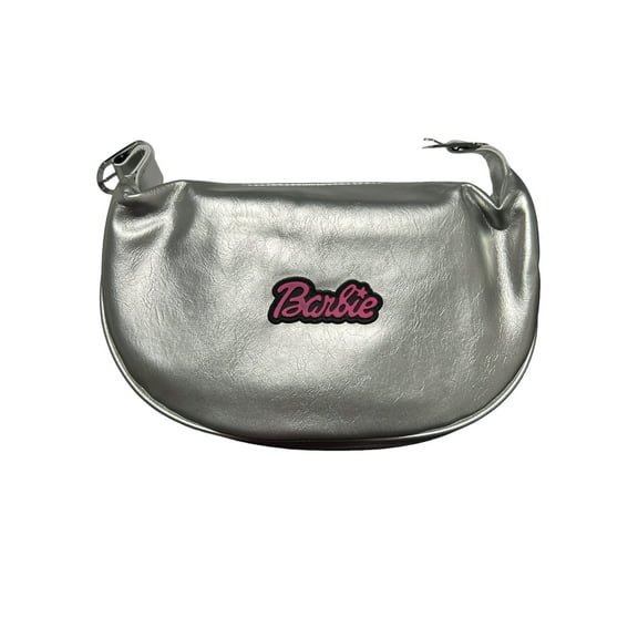 Barbie Purse w/Detachable Strap - Faux Leather - Zipper Closure - *SILVER*
