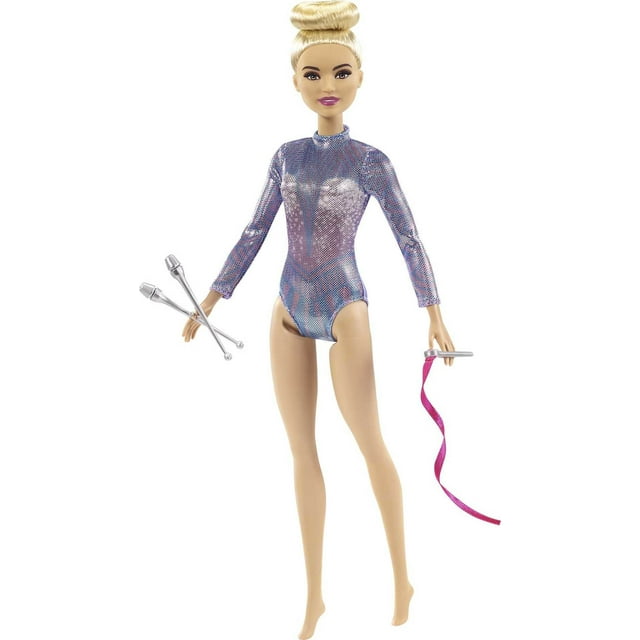 Barbie Rhythmic Gymnast Fashion Doll Dressed in Shimmery Leotard with Blonde Hair & Brown Eyes