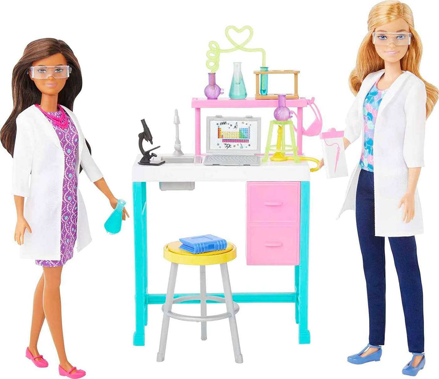 Barbieアームレスト2個セット Barbie Science Lab Playset with 2 Dolls, Lab Bench and 10+