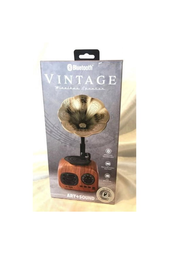 Art + Sound Vintage Bluetooth Wireless Speaker Classic Phonograph Style Portable Great Gift