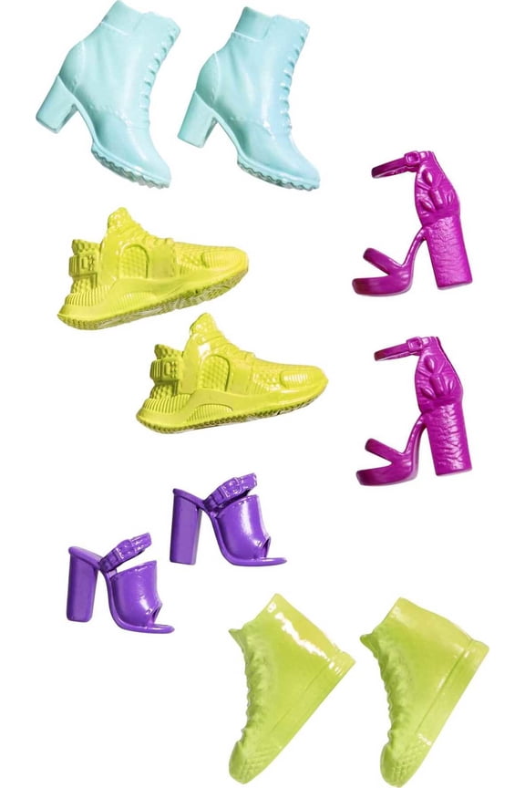 Shoe Pack, Resealable Package, 5 Pairs of Shoes In Different Colors & Styles: Heels, Boots, Sneakers, Fits Most Body Types, 3 & Up