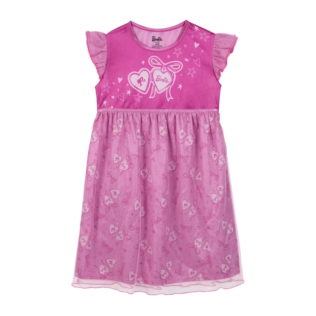 Barbie Short Sleeve Sleep Fantasy Gown, One-Piece, Sizes 4-12