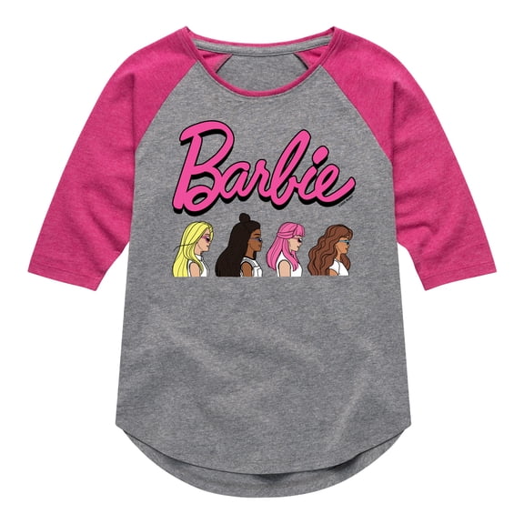 Barbie - Side Profiles with Friends - Toddler And Youth Girls Raglan Graphic T-Shirt