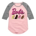 thumbnail image 1 of Barbie - Side Profiles with Friends - Toddler And Youth Girls Raglan Graphic T-Shirt, 1 of 3