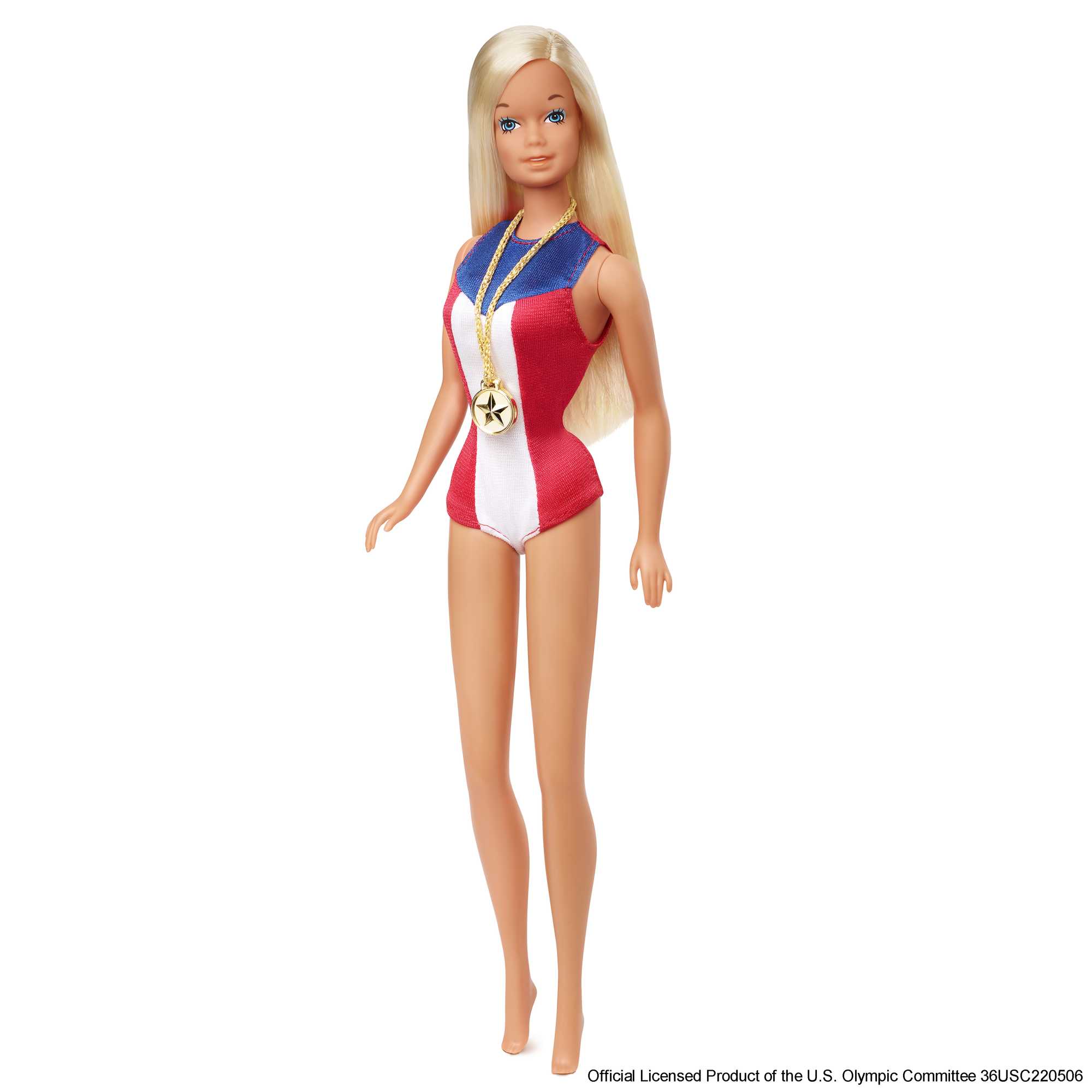 Barbie Signature 1975 Gold Medal Reproduction Barbie Doll with Red, White & Blue Leotard - image 1 of 7