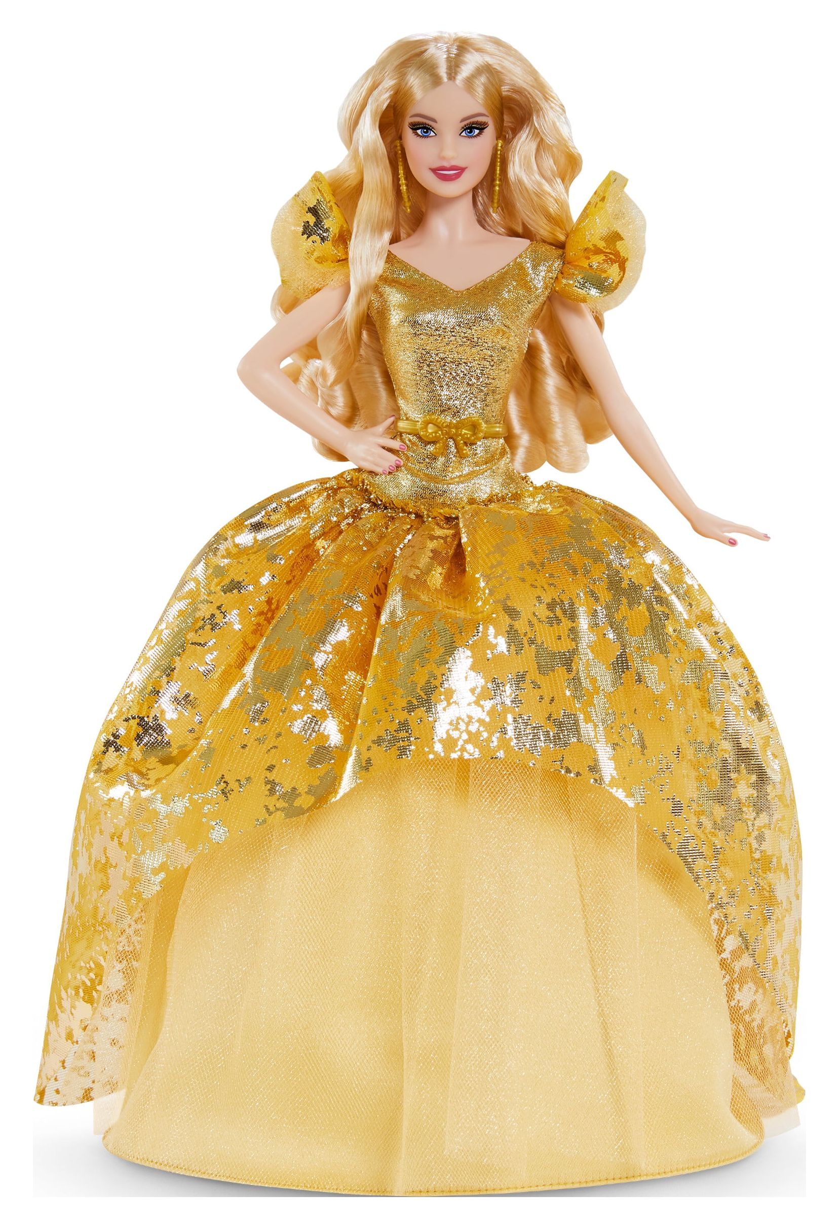 Barbie Signature 2020 Holiday Barbie Doll (12-inch Blonde Long Hair) in Golden Gown - image 1 of 8